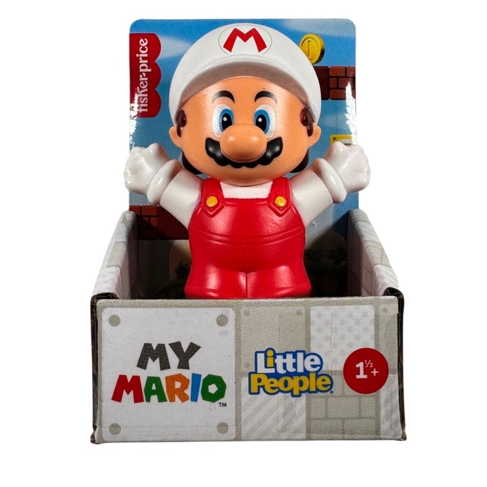 Fisher-Price Little People Fire Mario Nintendo Figure JHG65 White Hat Red Suit